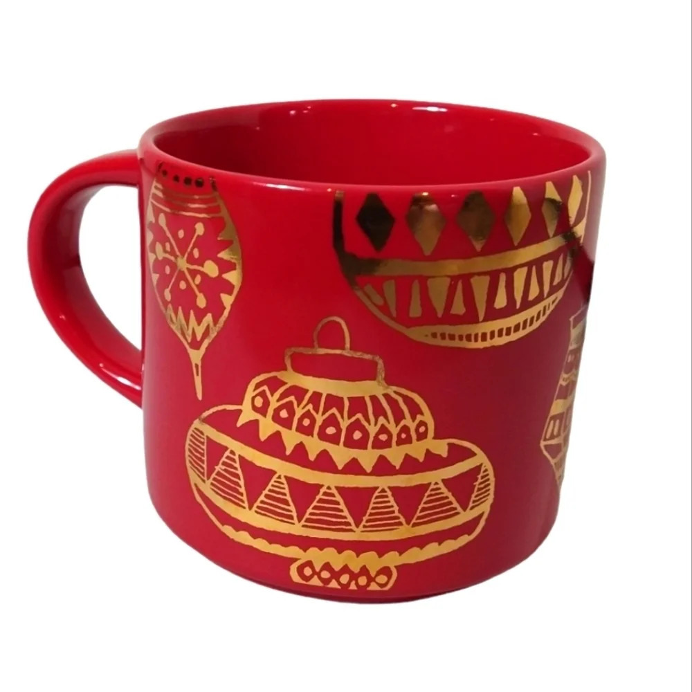 Starbucks red and gold holiday Christmas ornament mug cup